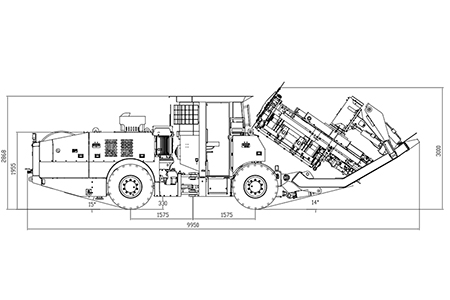 الأبعاد الخارجية لحفار الجامبو – المنظر الجانبي